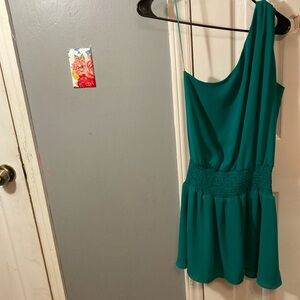 Shoe Fly Teal One-Shoulder Dress Size M